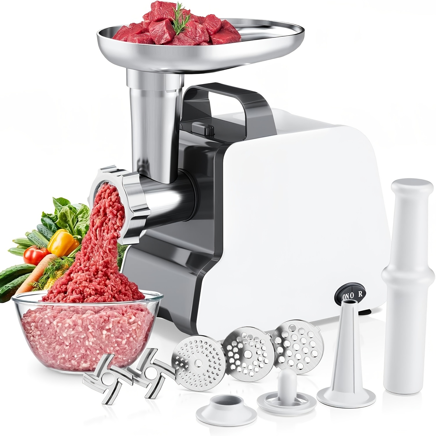 TEMU Heavy-duty Electric Meat Grinder & Sausage Stuffer With 3 Grinding Plates, 2 , Sausage Tube & Kit - 350 Rated , 304 Stainless Meat Mincer With