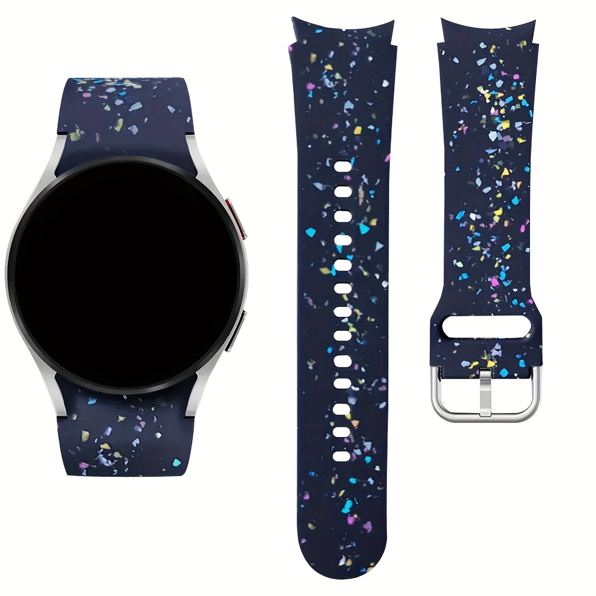 

1pc Floral Soft Silicone Watch Band Compatible With Samsung Galaxy Watch Series Watch Band 40mm 44mm, 20mm Silicone Replacement Sport Band For Galaxy Watch