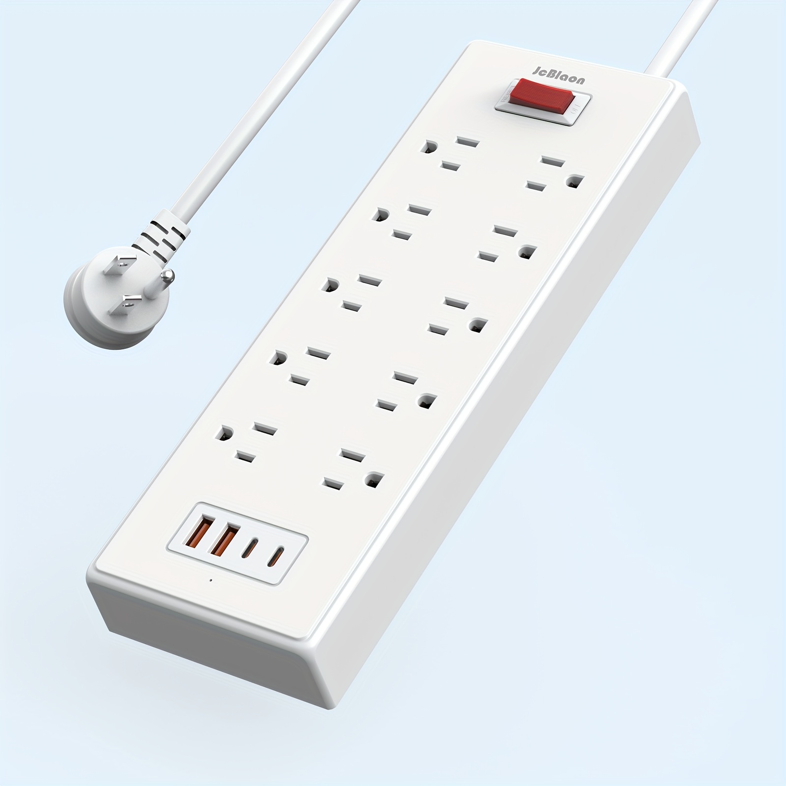 

Power Strip With Usb C Ports, 5ft Flat Plug Extension Cord With Multiple Outlets, Protector 10 Ac Outlets And 4 Usb Ports, Heavy Duty (1625w/13a), Wall Mount, Under Desk For Home, Office, Dorm