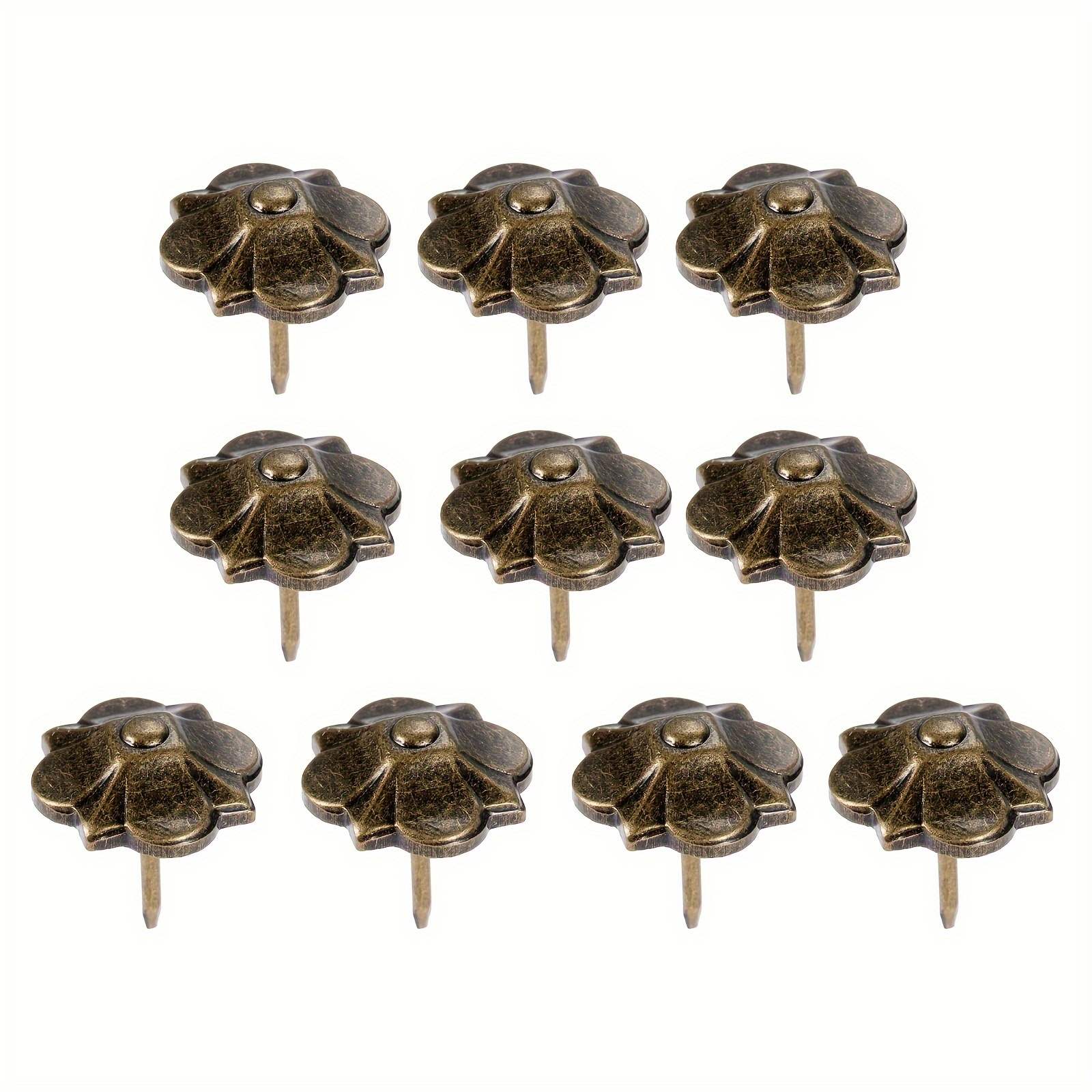 20x23mm Thickened Vintage Sofa Furniture Decorative Chrysanthemum Pop Rivets, Soft/hard Upholstery Rivets With Iron Nails, 10pcs Set