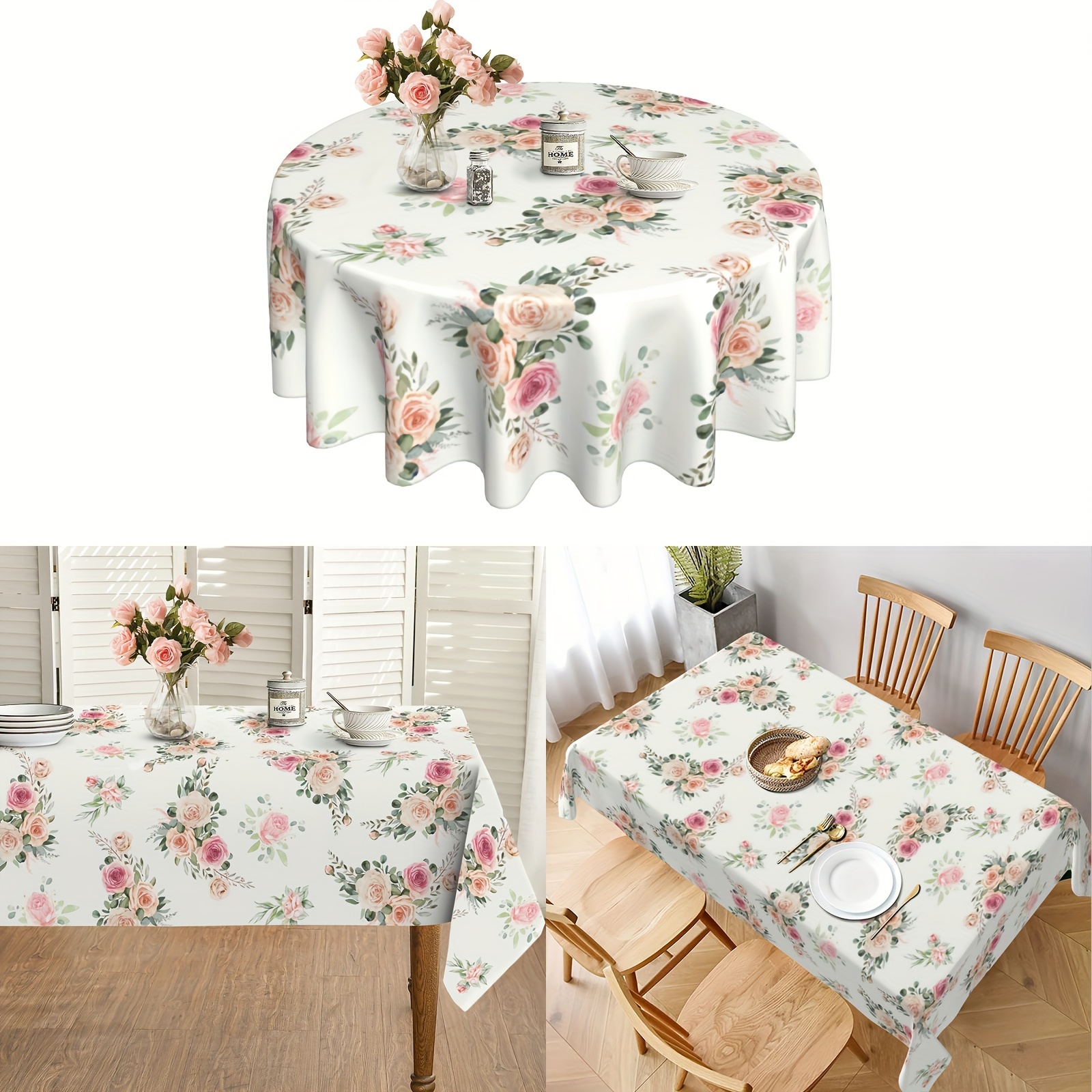 

1pc Dish Cloth, Polyester Tablecloth, Flower Party Table Tablecloth, Floral Table Cover, Stain Wrinkle Free Tablecloth, For Kitchen, Dining And Picnic Decor, Valentine's Day Day Gift, Home Supplies