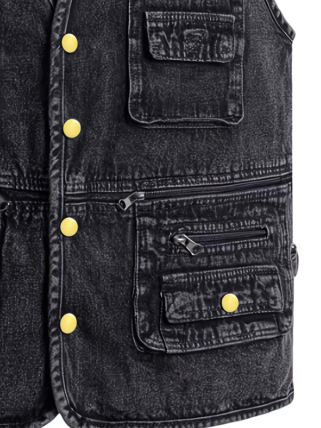mens oversized jeans like vest non stretch denim like fabric