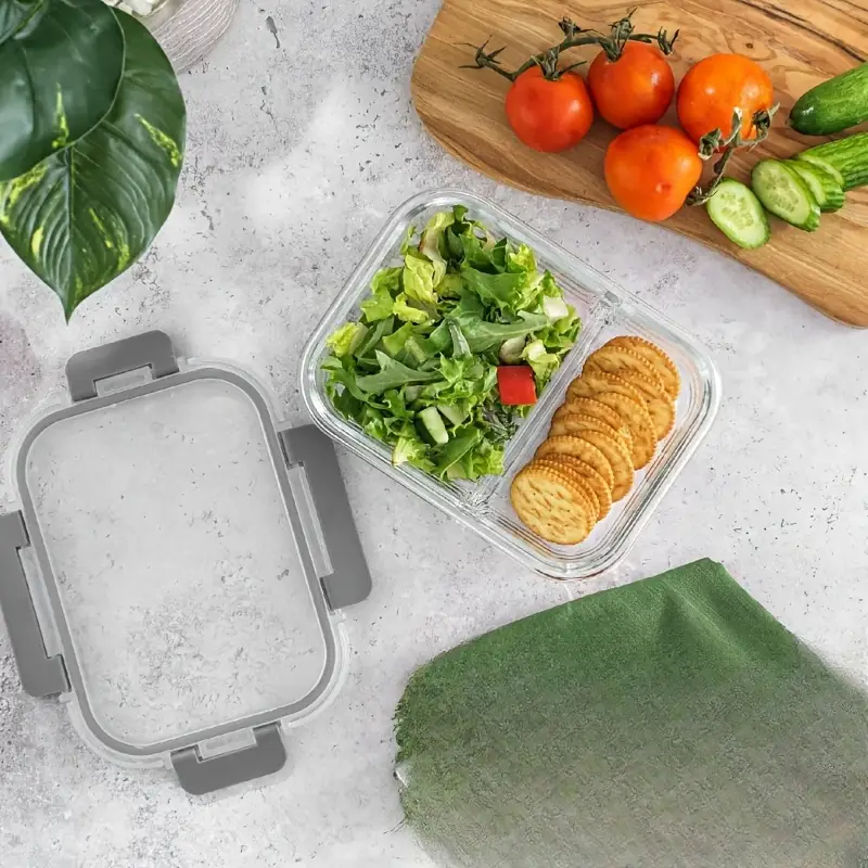 1pc large 22 88oz glass lunch box with lid 2 compartment design microwave refrigerator safe ideal for outdoor use perfect gift Product details 3