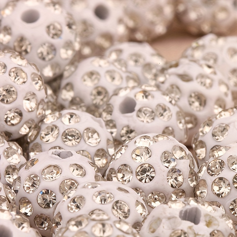 Image of 20pcs 10mm Soft Pottery Inlaid Glass Rhinestone Beads, Fashionable Handmade Beading Accessories, Suitable For Diy Bracelets, Keychains, Necklaces, And Other Handicraft Making