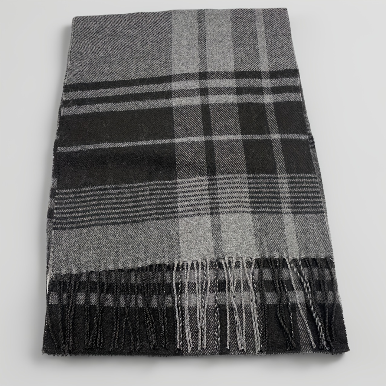 TEMU A Multi Colored Autumn And Winter Men's Scarf With Thin Autumn And Winter Tassel Versatile Small Scarf Imitating Fleece Scarf And Fringed Couple