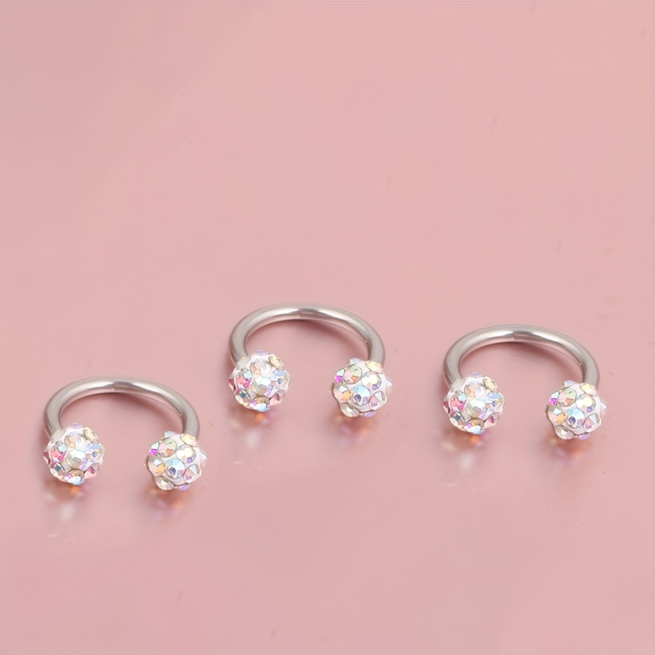 3pc Set of Small C Earrings with Water Crystal Pendants