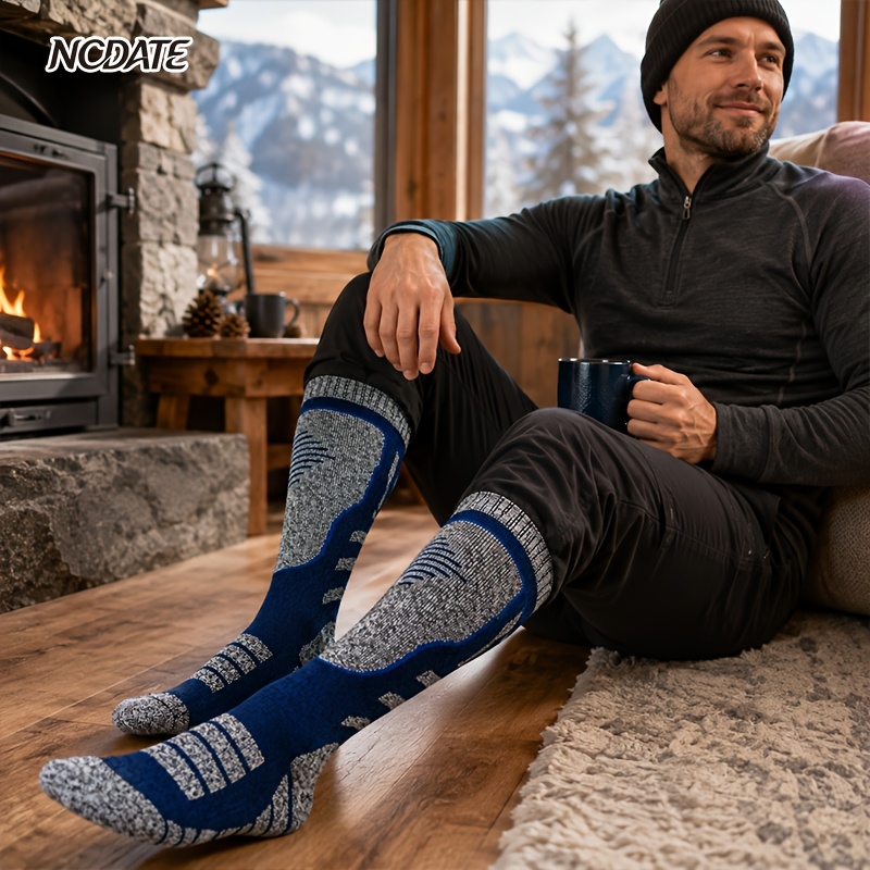 2-Pair Cold-Proof Knee-High Ski Socks for Men
