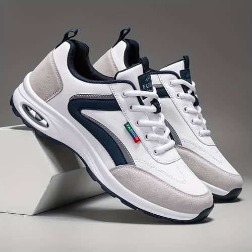 lässige herren sneaker | leichtes, low- mit kunstleder-obermaterial, gummisohle, schnürverschluss | für frühling/herbst, training &