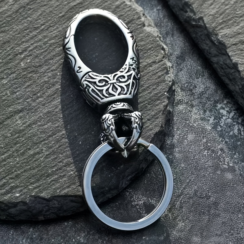 TEMU Rotatable Engraved Keychain For Men, Vintage Car Key, Titanium Steel Waist Pendant, Versatile Anti-loss Accessory