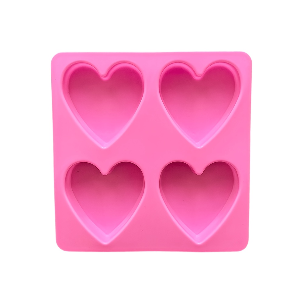 TEMU 1pc 4-hole Valentine's Day Heart-shaped Cake Silicone Mold For Baking Mousse Cake Chocolate Bread Pancake Tray
