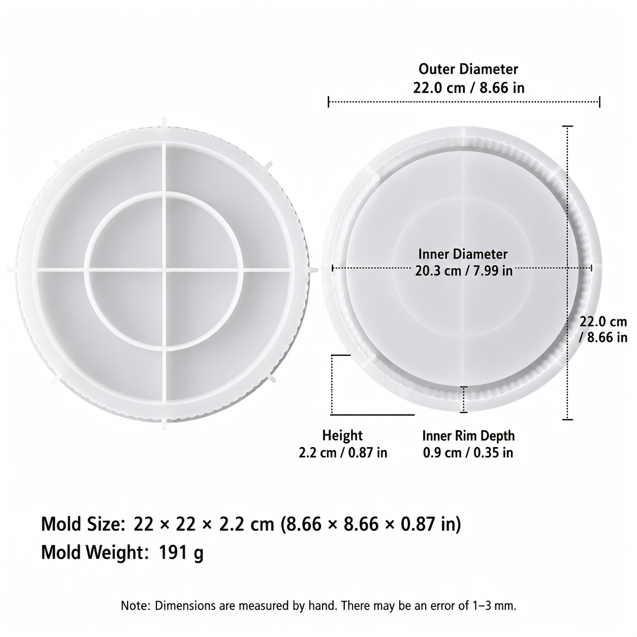 TEMU 1pc Round Tray Silicone Mold, Clay Mold, Gypsum Candle Holder Mold, Tray Gypsum Mold, Home Decor, Suitable For Gypsum, Resin, Pottery, Projects