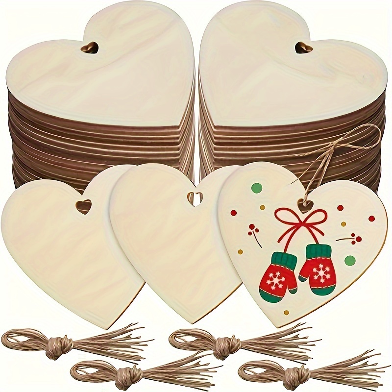 

25pcs 4" Unfinished Wooden Heart Ornaments - Diy Valentine's Day, Wedding & Party Decorations, Wood Slices, Embellishments, Home Decoration, Gdgdsy