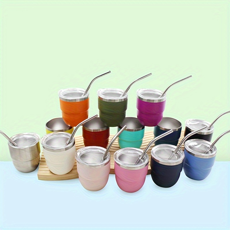 1pc 4oz mini coffee cup double layer stainless steel colored - Temu