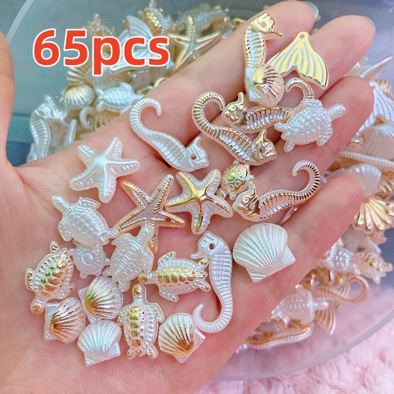 TEMU 65 Summer Acrylic Beads, Featuring Such As Starfish, , Snails, And Fish, Are Perfect For Your Own Jewelry. Suitable For Diy Handmade Jewelry,