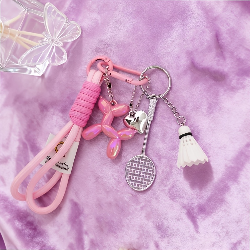 TEMU Porte-clés tendance avec boule de cœur, breloque colorée à soi-, porte-clés en corde tressée, cadeau, porte-clés en corde tissée pour sac