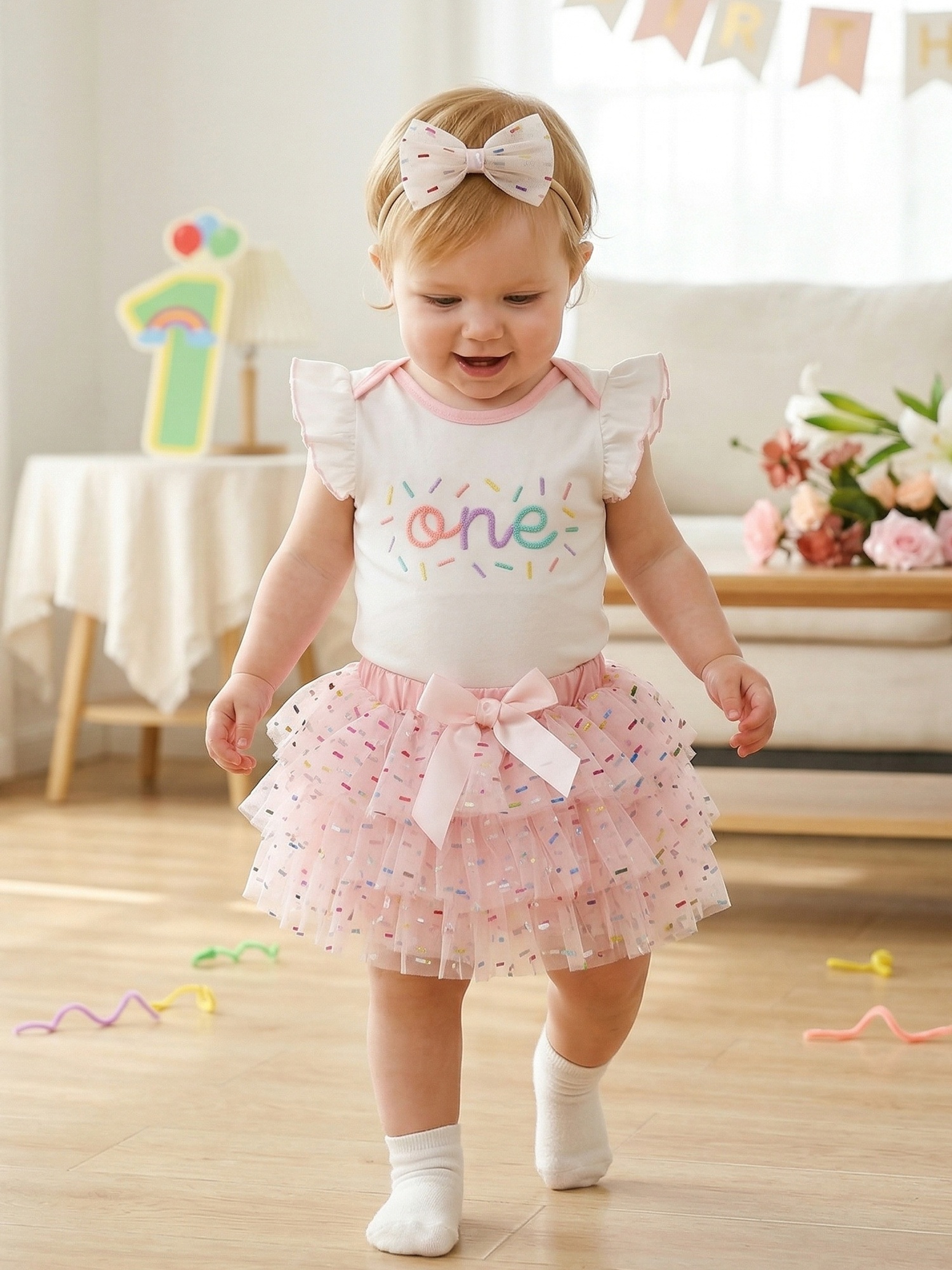 tutu dresses for babies first birthday Mesh Sleeves Lace Up Bodycon Short Dress main image 1