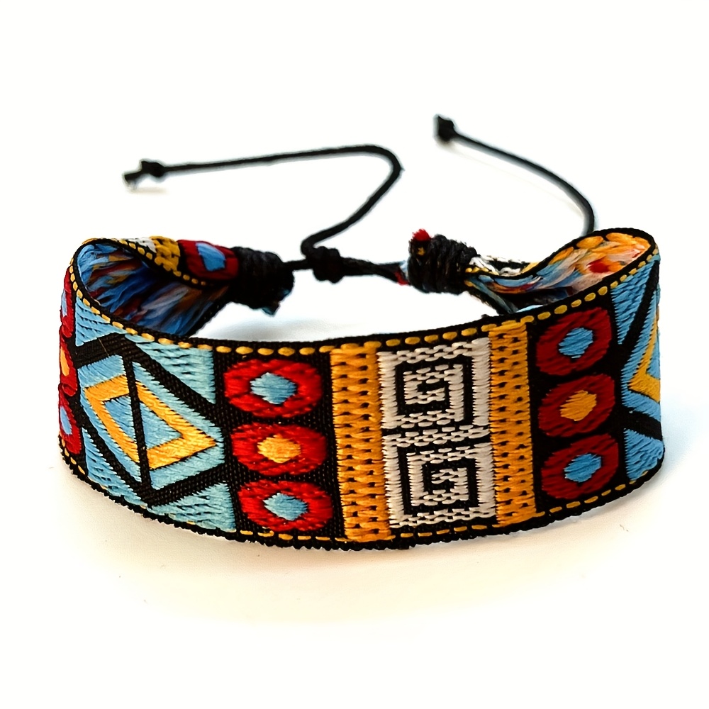 TEMU And Summer Collection Of Wide Men's Artistic Retro Ethnic Style Bracelets, Handmade Woven Bangles For Women, Colorful Mixed Nepalese Bohemian