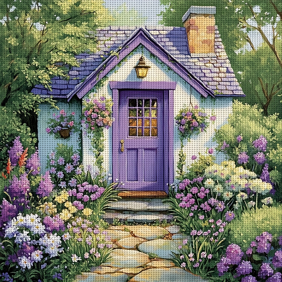TEMU Zuoanlf 1set 50x50cm/19.7x19.7inch Diy Cross Stitch Kit Frameless, Beautiful Scenery, Stamped Cross Stitch Kits, Embroidery Set For Home Decor,