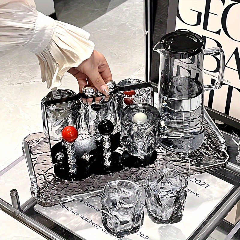 Water Set-1 Pot 4 Cups-Tray-Cup Holder-Cigarette Gray