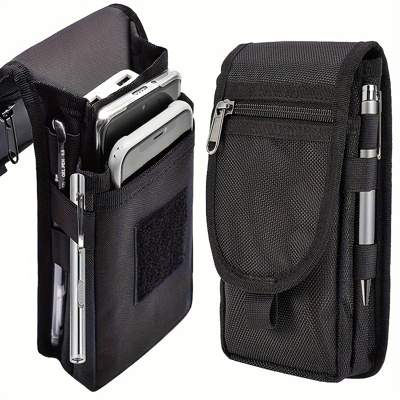 TEMU Men's Large Capacity Wallet, Phone Pouch Holder, Multi Purpose Tool Holder, Card Holder, Belt Loop Pouch, Flip Phone Bag With 3 Compartments, Casual Pen Insertion Pocket, Waist Hanging