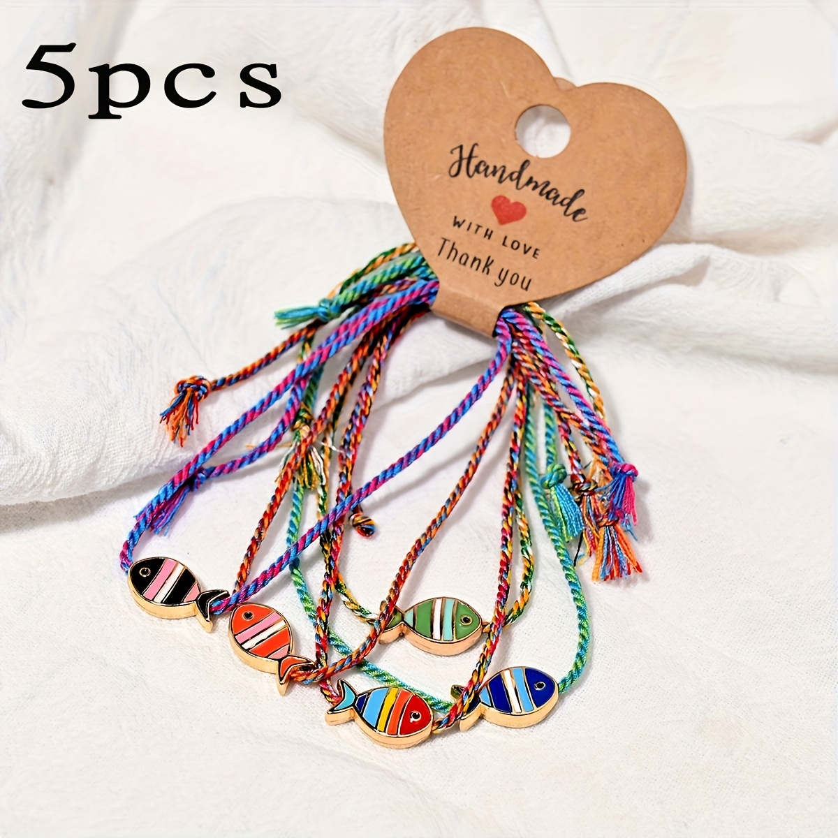 TEMU Set Of 5 Bohemian Bracelets, Adjustable Size, Perfect For Beach Vacations And Travel.
