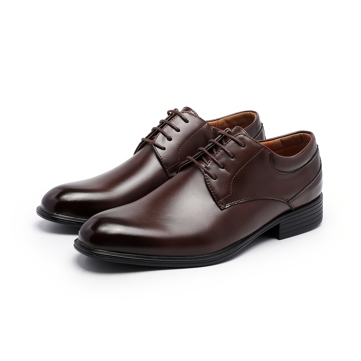 Men'S Classic Oxfords - Solid Color, Low Top, Pointed Toe, Lace-Up, Faux Upper & Inner, PVC Sole, All-Season Business Casual Shoes for Weddings, Parties, England - Minimalist Style