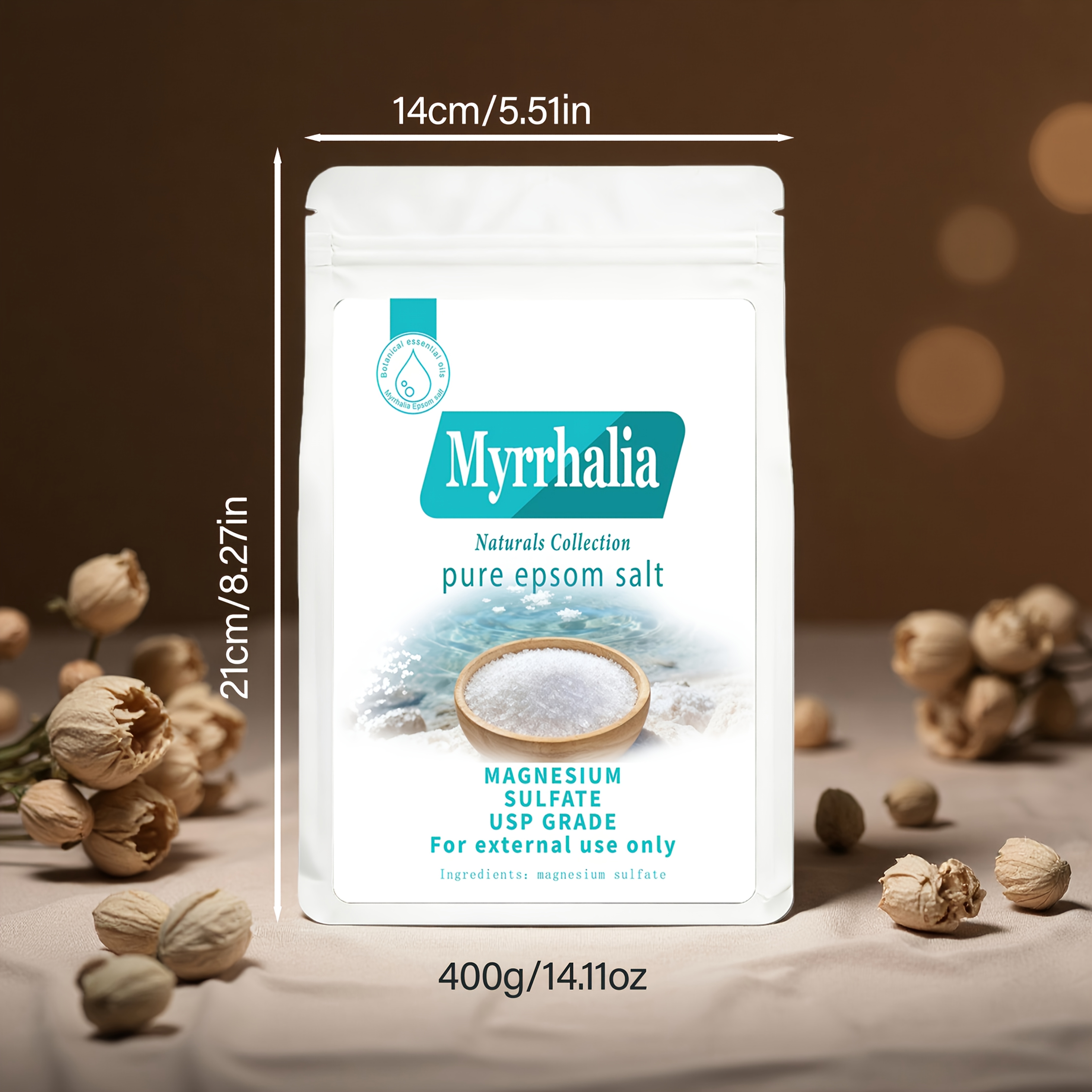 Image of 400g Pure Epsom Salt Bath Soak, Bath Salts For Soaking, Diy Bath Salt, Diy Scrub/diy Scrub Salt, For Bathing, Foot Bath, Pure Moisturizing Soaking Salt For Men And Women, Unscented Bath Salt