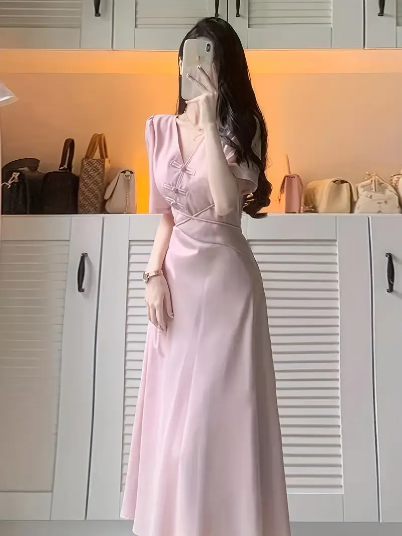 2025 pink knee dress summer new style new chinese cheongsam - Temu United Kingdom 2025 pink knee dress summer new style new chinese cheongsam - Temu United Kingdom