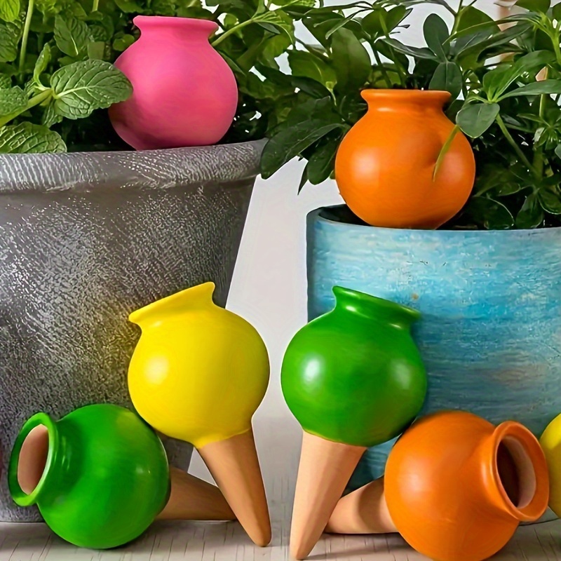 

Self-watering Globes For Plants - Handcrafted Terracotta, Automatic Hydration Spikes For Indoor/outdoor Use, Decorative & Efficient Plant Care For Stress-free Vacations, Random Colors - 1pc