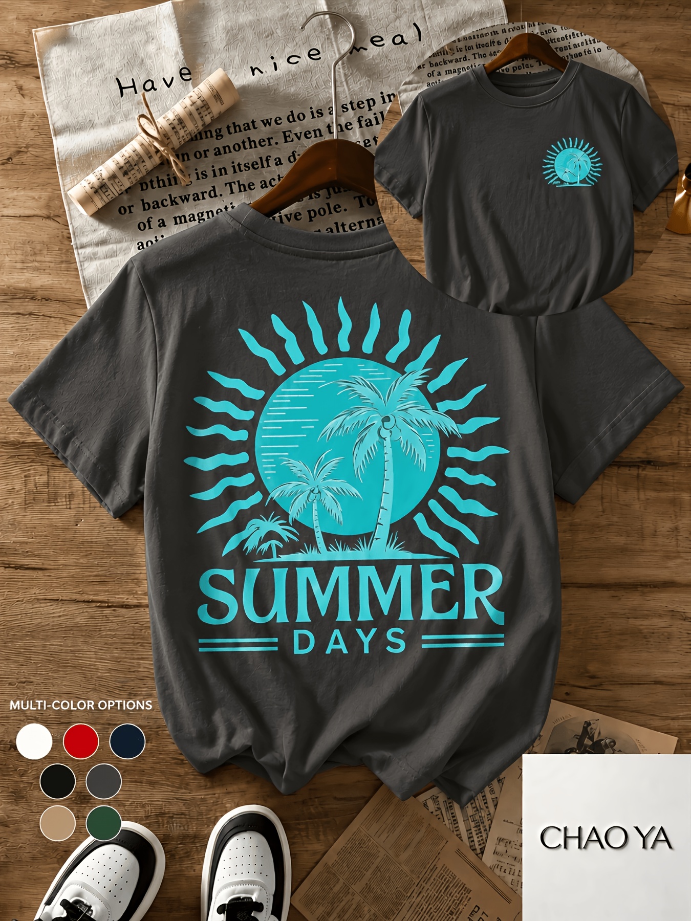 womens summer sports and fitness t shirt retro summer   sunset multi color   womens round neck sports t shirt   for yoga and running