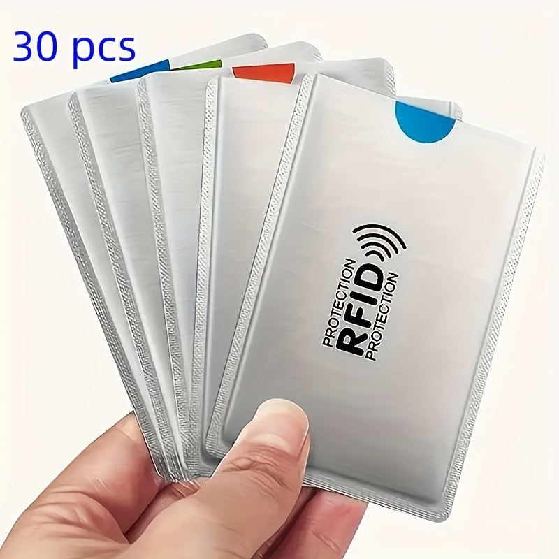 TEMU 30pcs Rfid Anti-theft Credit Card Holder Set - Geometric Pattern Nfc Shielding Anti-pickpocket Card Case, Durable For Travel And Daily Use, Gift