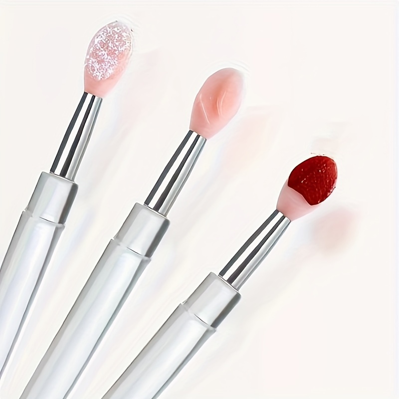 

1pc Silicone Lip Brush With Dust-proof Cap, Hypoallergenic Oval Brush For Lip Mask Application, Lipstick, And Glitter Eyeshadow, Multi-functional Portable Brush With Abs Plastic Handle For Normal Skin