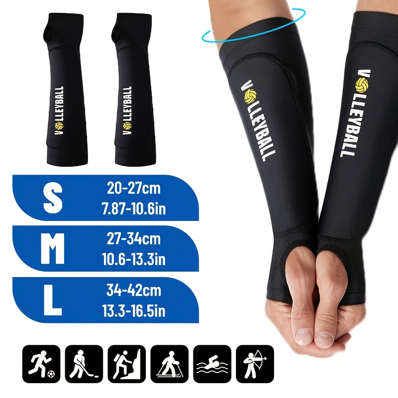 TEMU 2pcs/1 Pair Volleyball Arm Sleeves With Thickened Gasket, Compression Forearm Sleeves Support For Men And Women, Breathable Thumbhole Athletic