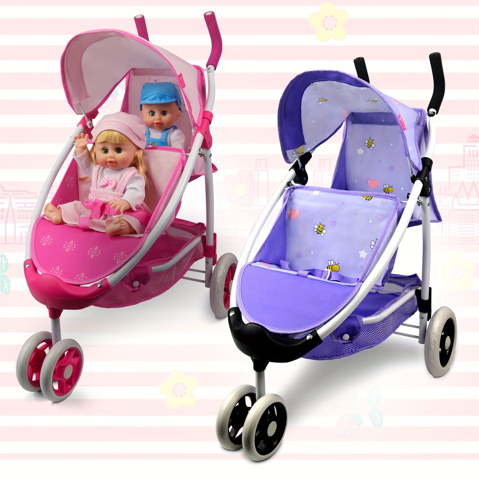 Dolls Pram Double Stroller Wheels Dolls Pram Double Wheel Stroller