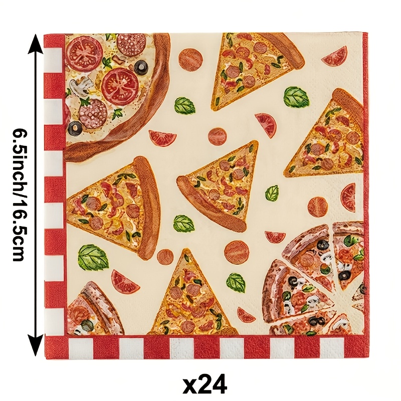 TEMU A Set Of 24pcs, Pizza Themed Party Disposable Paper Napkins Without Lamination For Halloweenãchristmas