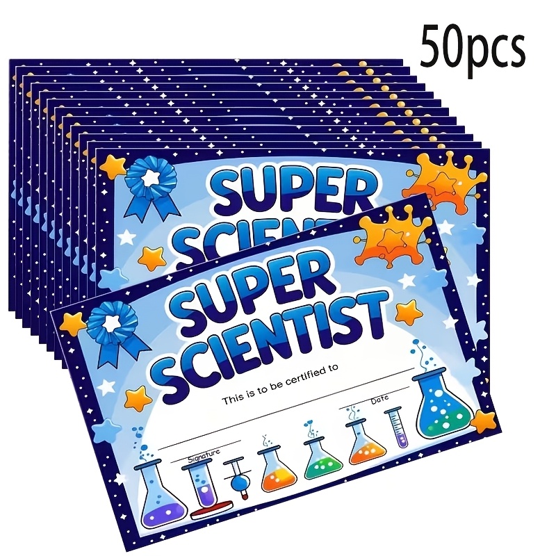 TEMU 50 cartes de récompense SUPER SCIENTIST amusantes sur le thème des dessins animés pour étudiants, pour l'apprentissage, le comportement et -