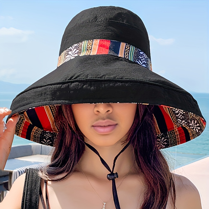Women Sun Hat Anti-UV Wide Brim Sunscreen Protective Summer Hat for Holiday