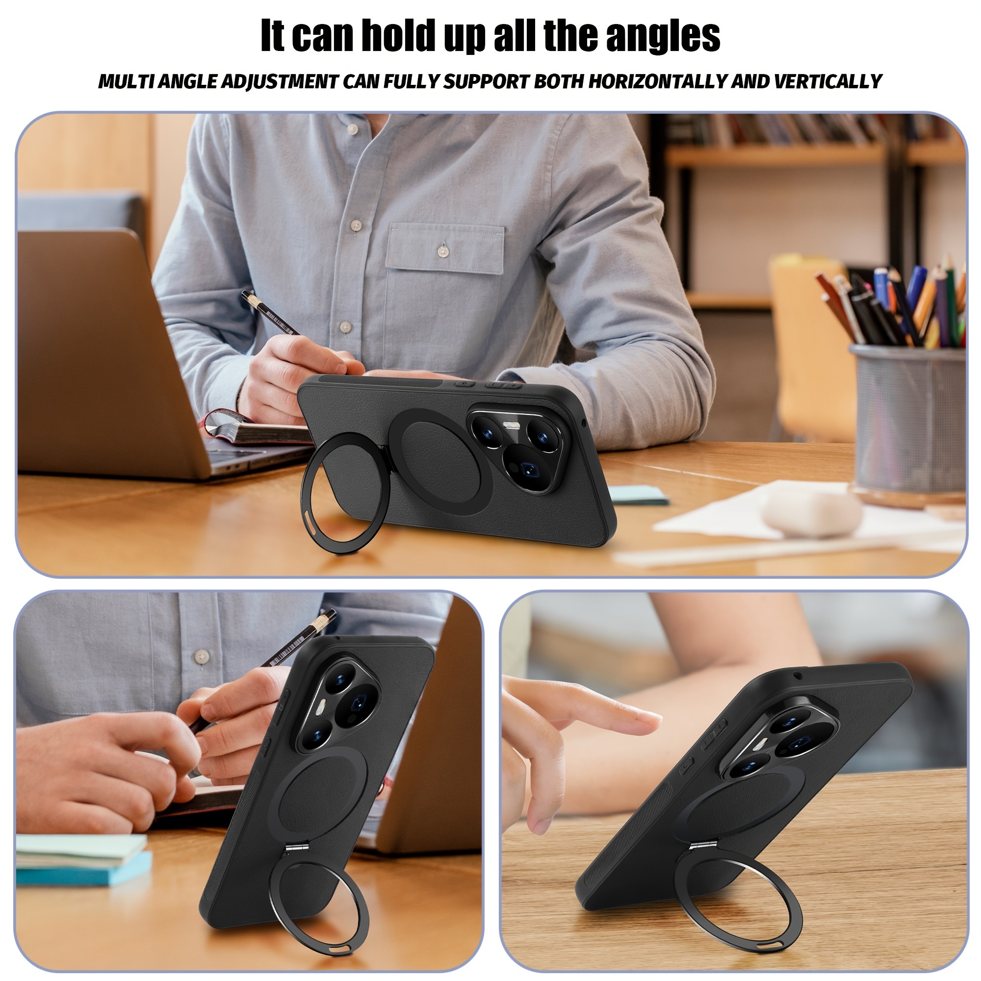 1 étui en cuir pour Huawei P70/P70Pro, protection complète avec support, support magnétique puissant, chargement sans fil, cadeaux pour amis, anniversaire_voghion.com