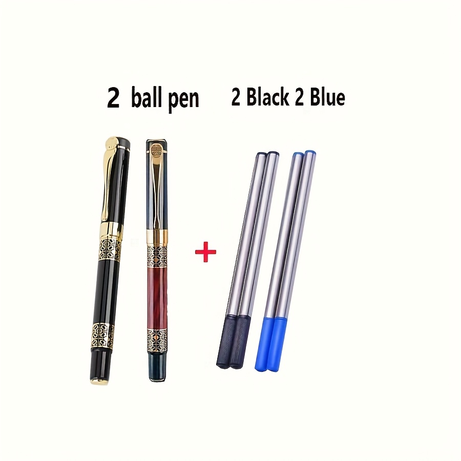 Image of 6pcs Luxury Ballpoint Pens (2 Pens + 4 Refills), Metal Ballpoint Pens, Elegant, Heavy Writing Feel, Suitable For Schools, Offices, Christmas, Father's Day, Mother's Day, Birthdays, Gifts