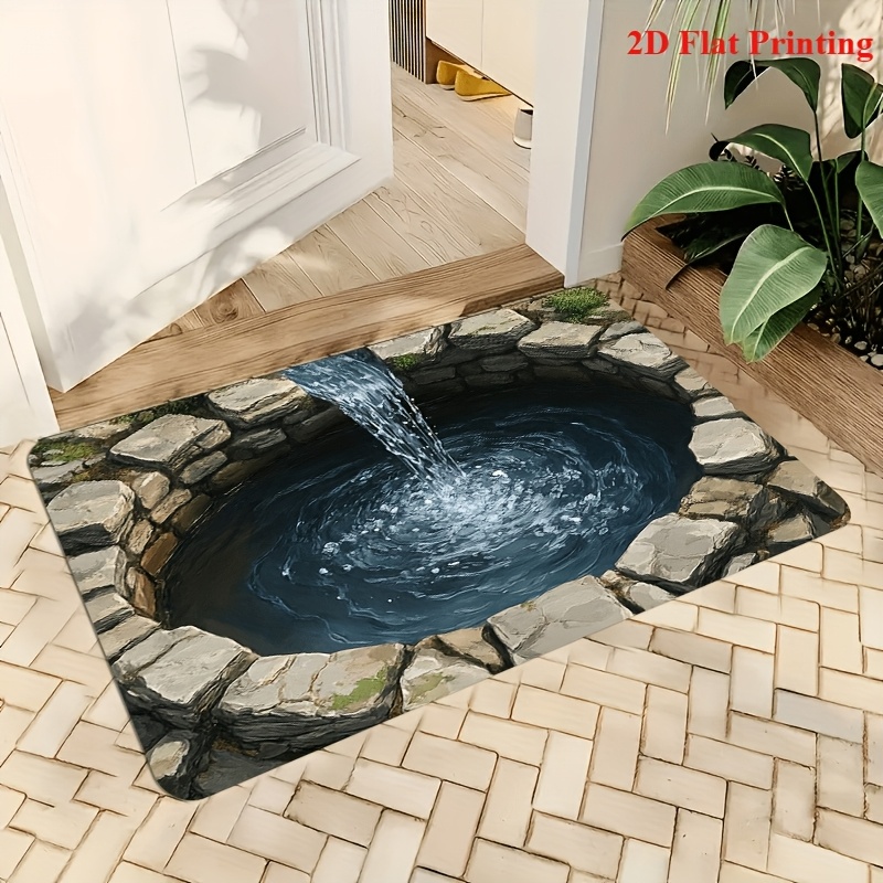 E-shop 2D Flach/1 Stück Ultraweicher Flanell -Rutsch Fußmatte, Tiefenoptik-Illusionsdesign, Maschinenwaschbar Farbecht, für Küche, Esszimmer, Flur,