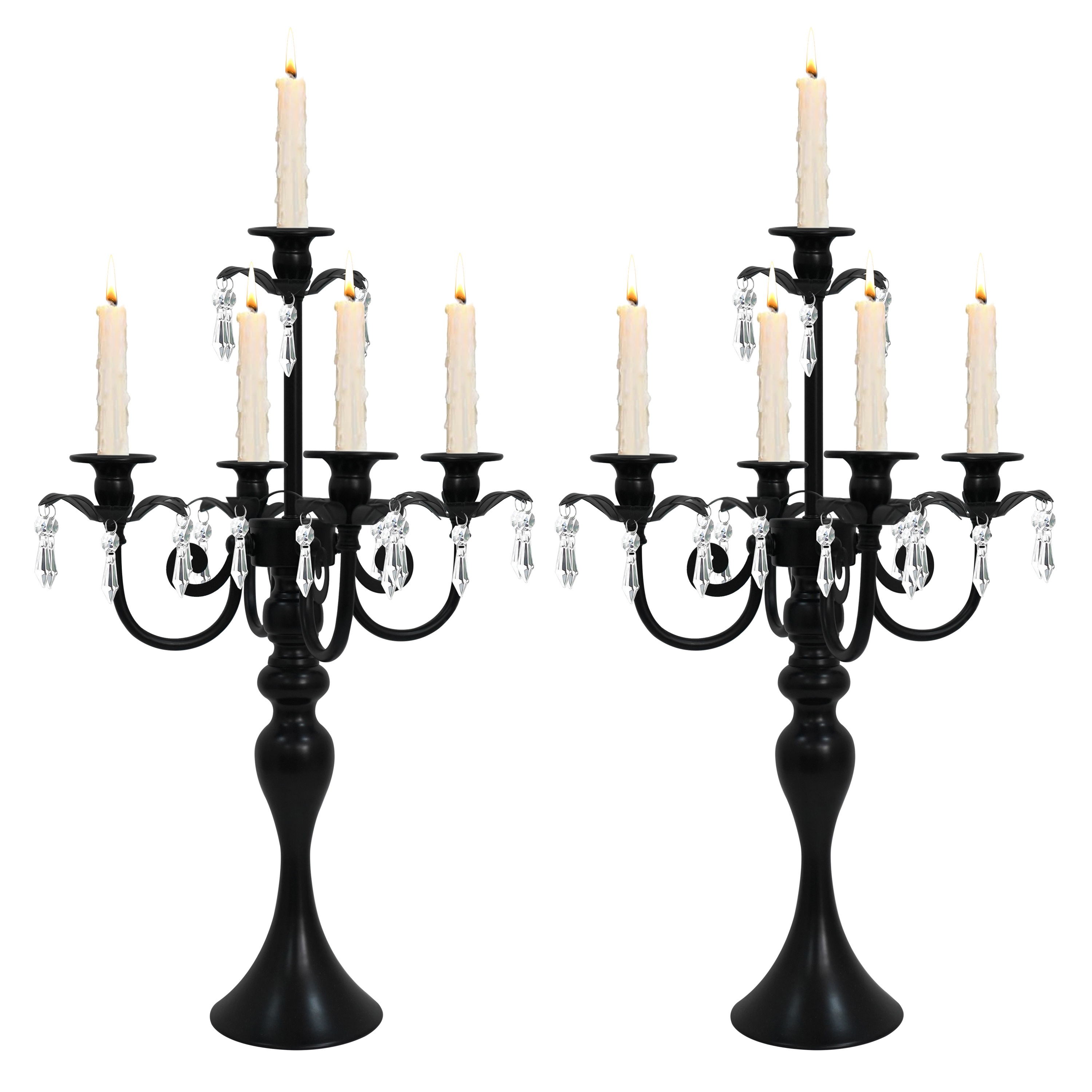TEMU 2pcs 20''tall Pendant Taper Candle Holders/stylish Candle Stands/candlesticks Holder/candelabra For Home Decor, Weddings/parties/elegant Dining Table Centerpiece (1, Black, 5 Arm)