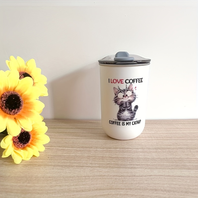 

Reusable Stainless Mug With Lid 300ml - Animal Print Cat Theme, Hand Wash Only, Resistant, Multipurpose Adult Use, Recyclable - Ideal For , National Day, And More