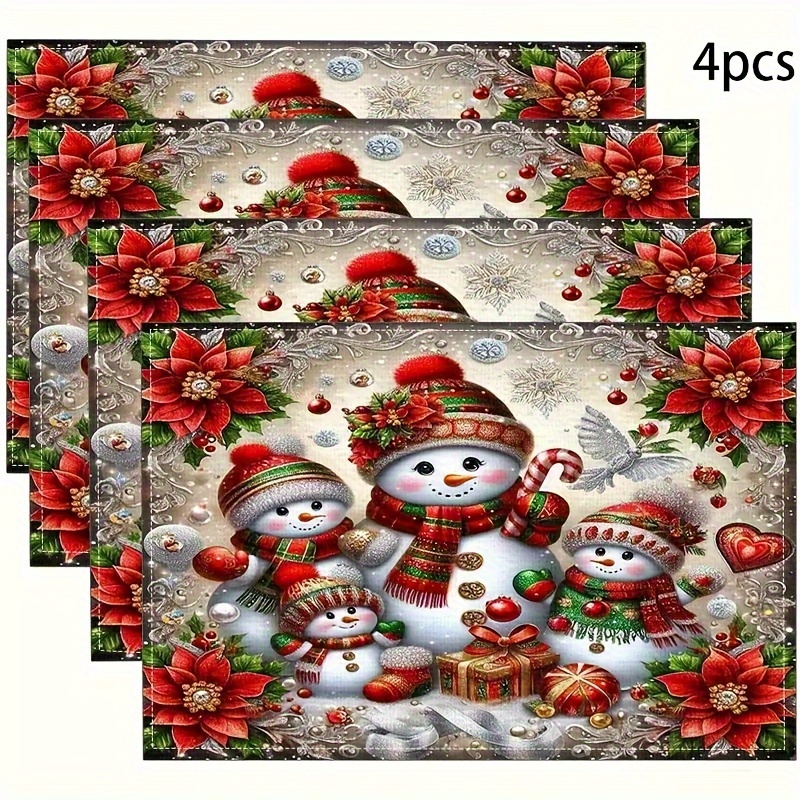 

4pcs Set Christmas- Placemats - -, Table For Dining &