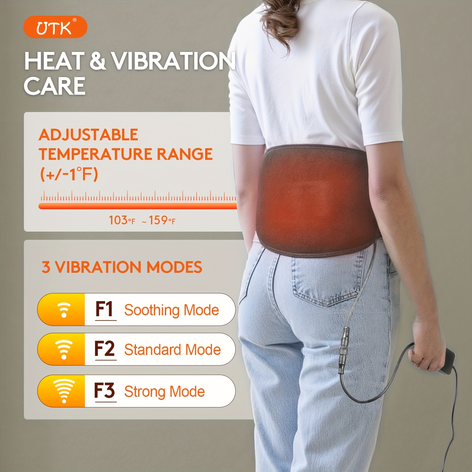 utk heating pad with massager for back portable lower back massager heating pad wearable heating pads for cramps with heat auto off birthday gifts for mom dad 58 Product details 3
