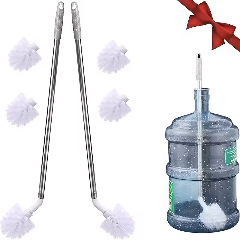 1pc stainless steel long-handled cleaning brush with ergonomic handle & replaceable bristles - durable plastic bucket & bottle cleaner for home use, water bottle for cleaning, water bottle for mop, bottle cleaning brush, large bottle cleaning brush Product details 2