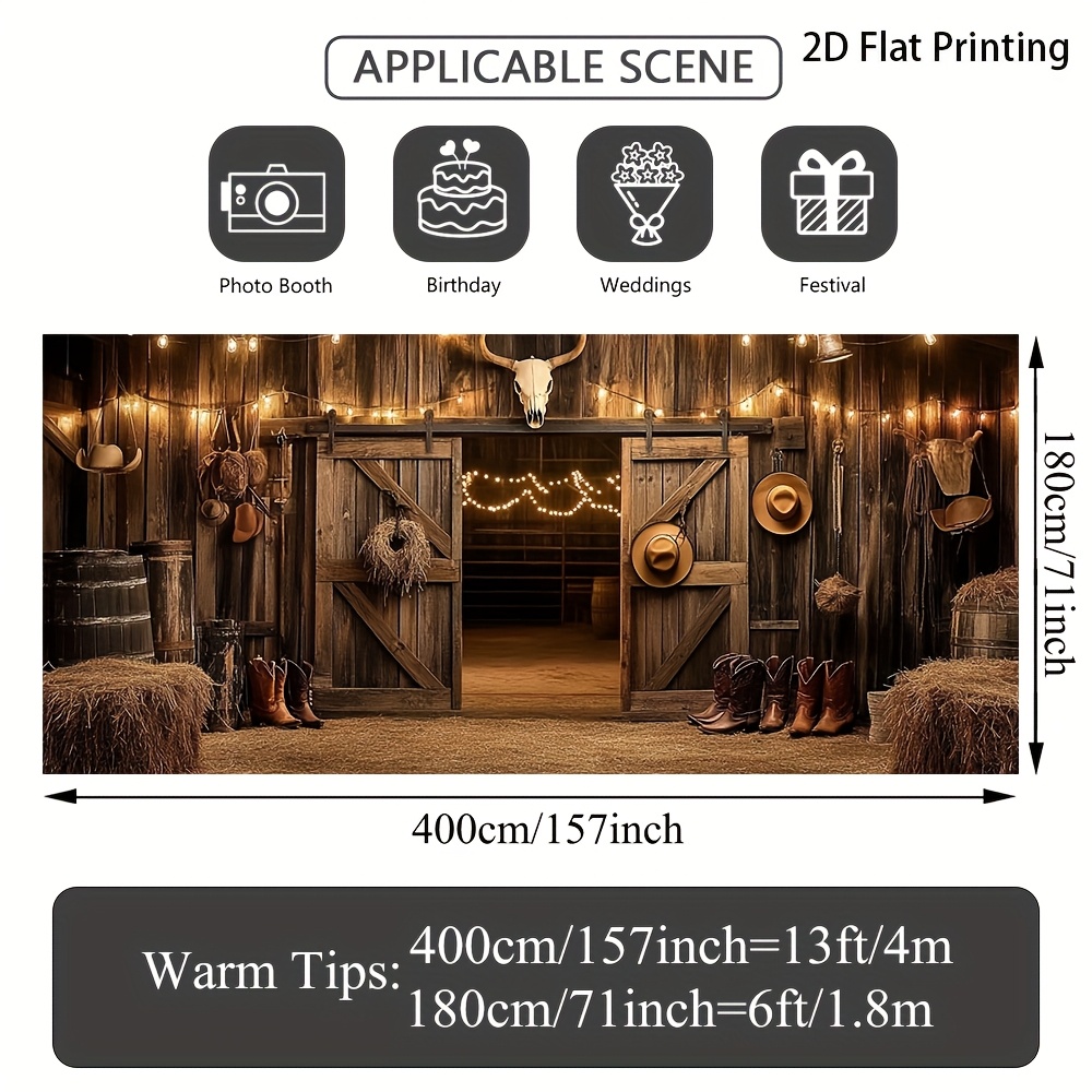 E-shop Rustikales Scheunen-Western-Cowboy-Garagentor-Banner - Flachdruck Herbstfest Dekoration, Keine Elektrizität Nötig, Langlebige Außendekoration