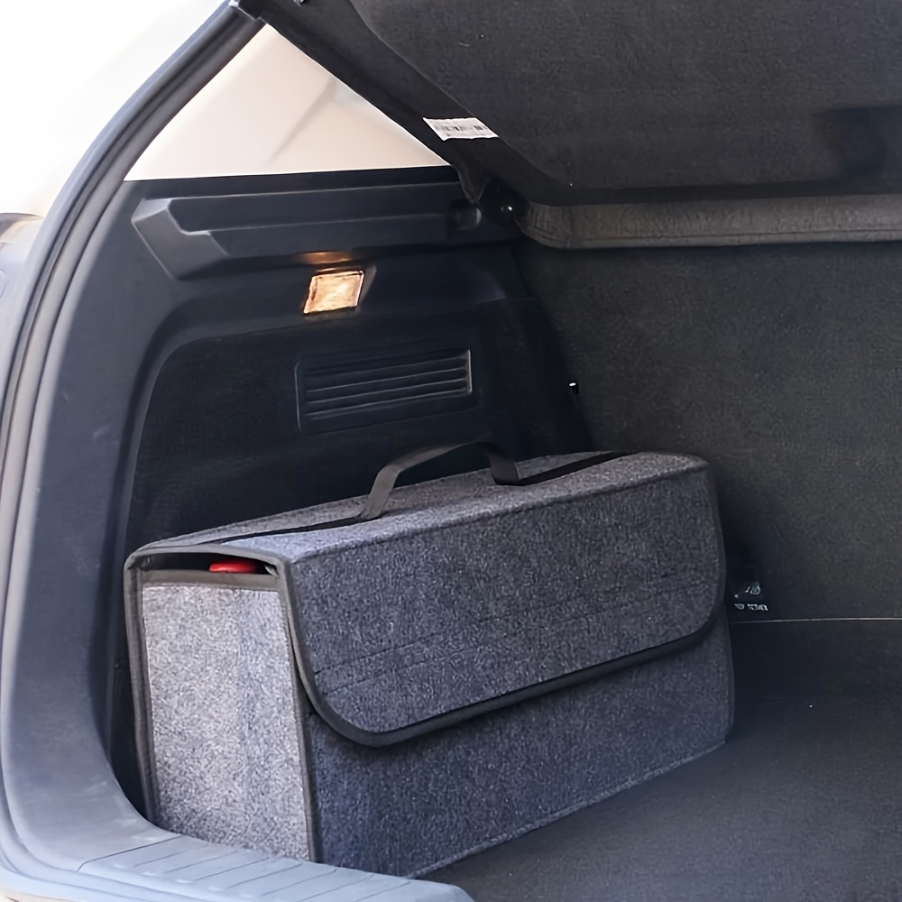 

Premium Fiber Car Trunk Organizer - Foldable Storage Box With Handle, Large Capacity Interior Accessory For Vehicle Organization