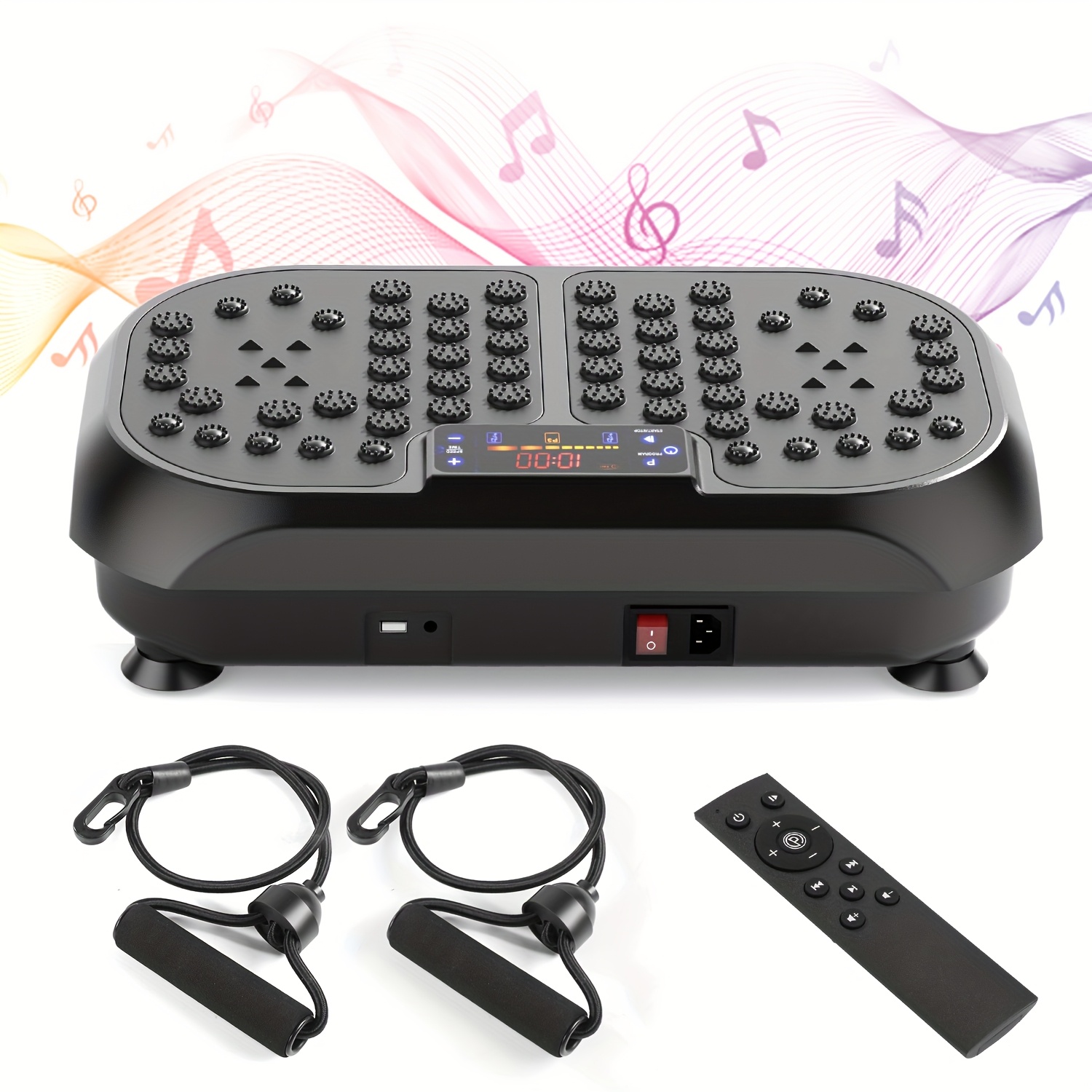 Smart Vibration Plate For Home Fitness 99-speed Adjustable, With Resistance Bands & Wireless Remote Control, Stylish , Compact Workout Equipment