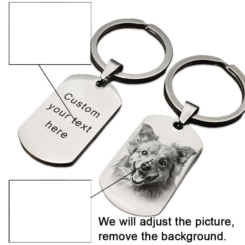 Personalized Photo And Text Custom Keychain, Custom Photo Couple Keychain Gift For Him, Pet Memorial Gift, Men's Keychain