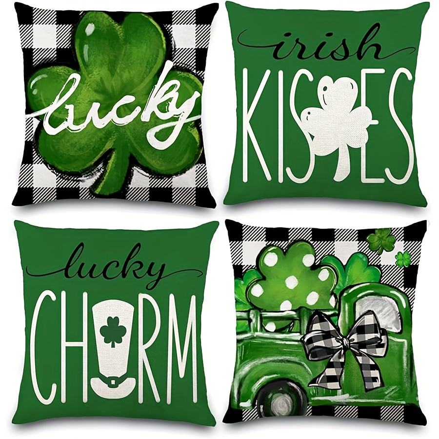 

4pcs 4pcs Patricks Day Pillow Covers Green Pillow Cases For St Patricks Day Decor Shamrocks Throw Pillow Covers For Couch Sofa Home